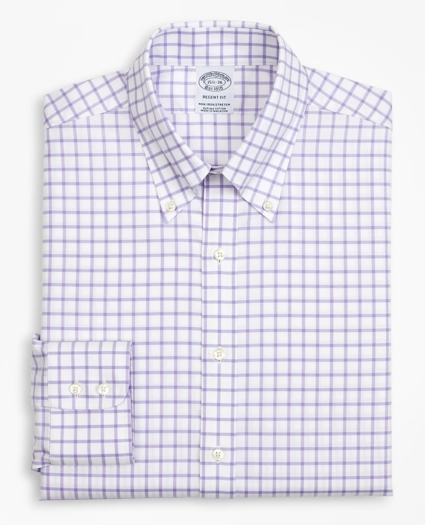 Stretch Regent Regular-Fit Dress Shirt, Non-Iron Twill Button-Down Collar Grid Check, image 4
