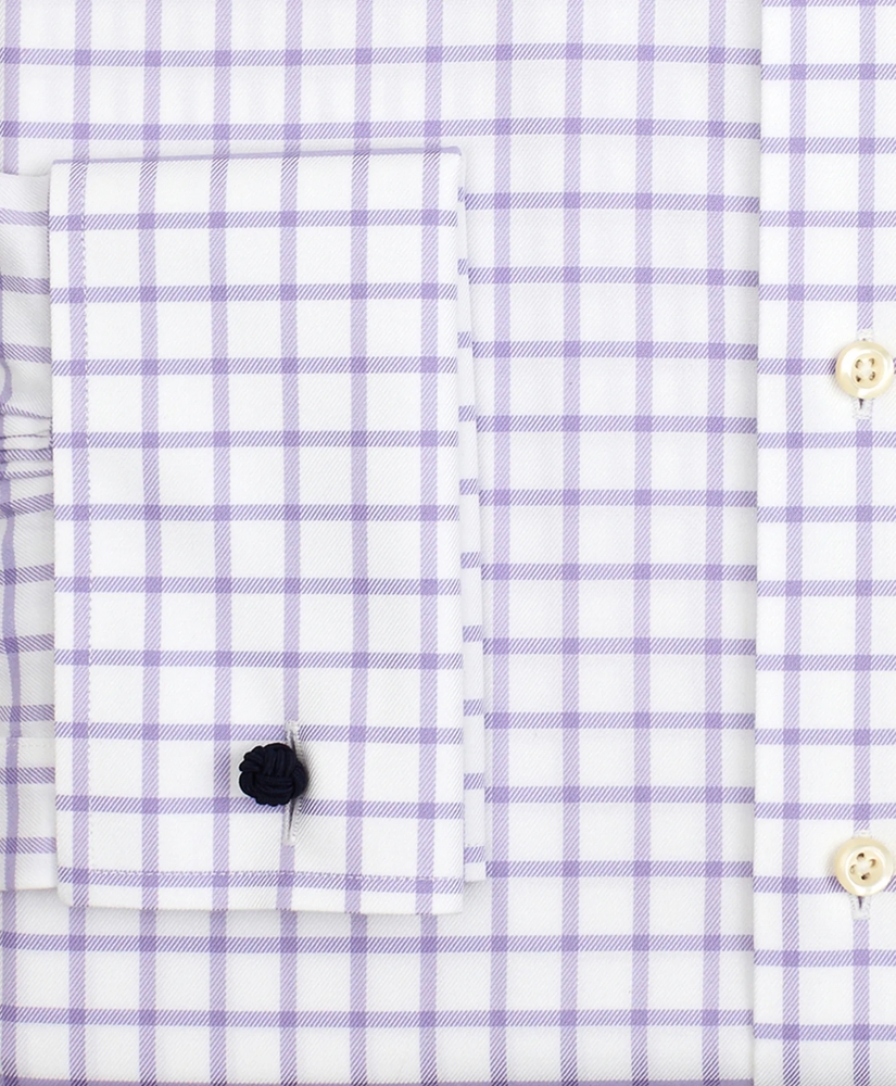 Stretch Regent Regular-Fit Dress Shirt, Non-Iron Twill Ainsley Collar French Cuff Grid Check, image 3