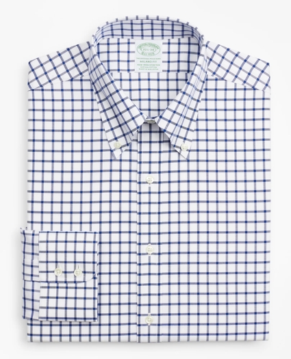 Stretch Milano Slim-Fit Dress Shirt, Non-Iron Twill Button-Down Collar Grid Check, image 4