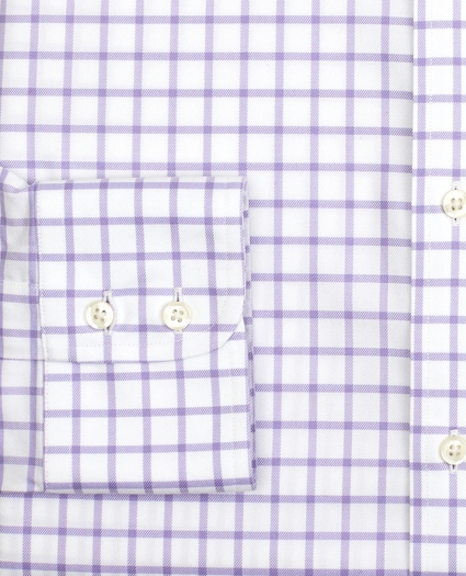 Stretch Milano Slim-Fit Dress Shirt, Non-Iron Twill English Collar Grid Check, image 3