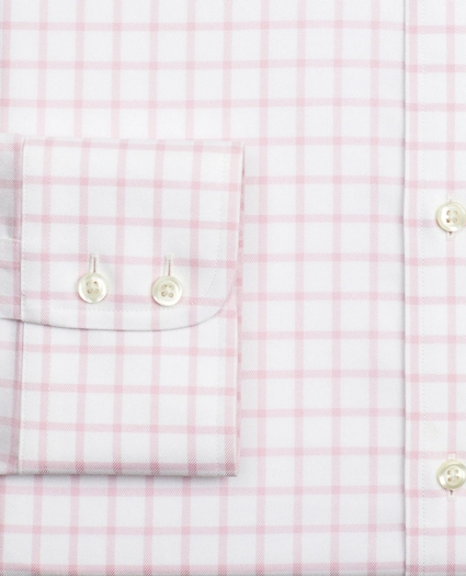 Stretch Milano Slim-Fit Dress Shirt, Non-Iron Twill English Collar Grid Check, image 3