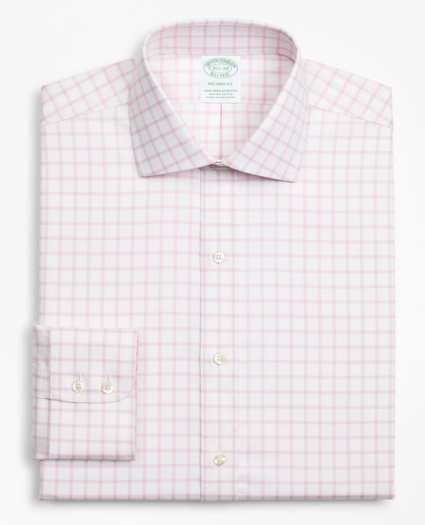 Stretch Milano Slim-Fit Dress Shirt, Non-Iron Twill English Collar Grid Check, image 4