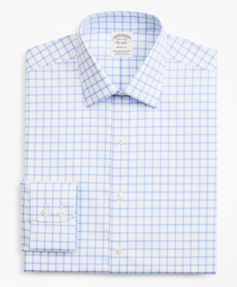 Stretch Soho Extra-Slim-Fit Dress Shirt, Non-Iron Twill Ainsley Collar Grid Check, image 4