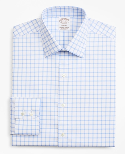 Stretch Soho Extra-Slim-Fit Dress Shirt, Non-Iron Twill Ainsley Collar Grid Check, image 4