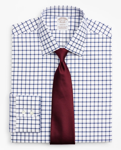 Stretch Soho Extra-Slim-Fit Dress Shirt, Non-Iron Twill Ainsley Collar Grid Check, image 1