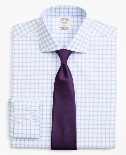 Stretch Soho Extra-Slim-Fit Dress Shirt, Non-Iron Twill English Collar Grid Check, image 1