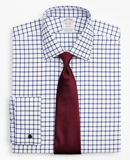 Stretch Soho Extra-Slim-Fit Dress Shirt, Non-Iron Twill Ainsley Collar French Cuff Grid Check, image 1