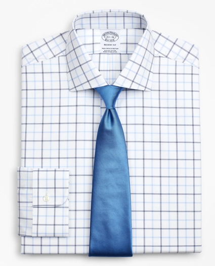 Stretch Regent Regular-Fit Dress Shirt, Non-Iron Poplin English Collar Double-Grid Check, image 1
