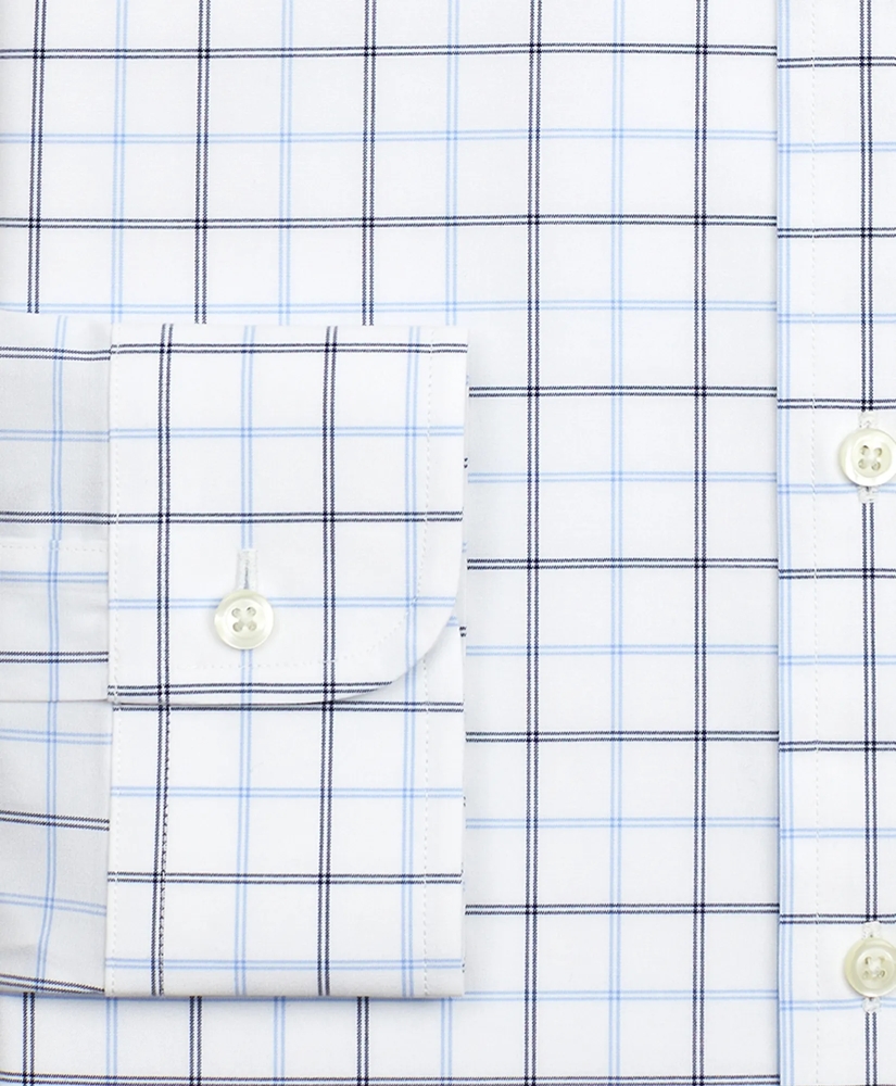 Stretch Regent Regular-Fit Dress Shirt, Non-Iron Poplin English Collar Double-Grid Check, image 3