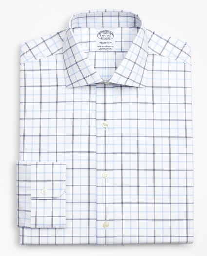 Stretch Regent Regular-Fit Dress Shirt, Non-Iron Poplin English Collar Double-Grid Check, image 4