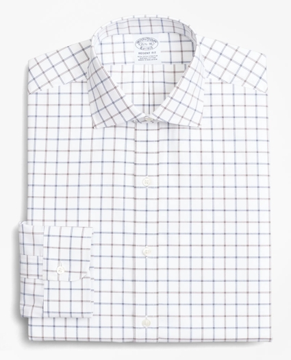 Stretch Regent Regular-Fit Dress Shirt, Non-Iron Poplin English Collar Double-Grid Check, image 4