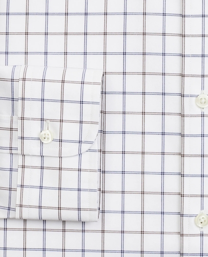 Stretch Milano Slim-Fit Dress Shirt, Non-Iron Poplin Ainsley Collar Double-Grid Check, image 3