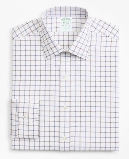 Stretch Milano Slim-Fit Dress Shirt, Non-Iron Poplin Ainsley Collar Double-Grid Check, image 4