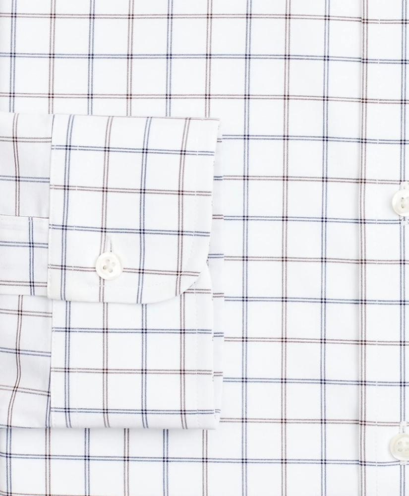Stretch Milano Slim-Fit Dress Shirt, Non-Iron Poplin English Collar Double-Grid Check, image 3