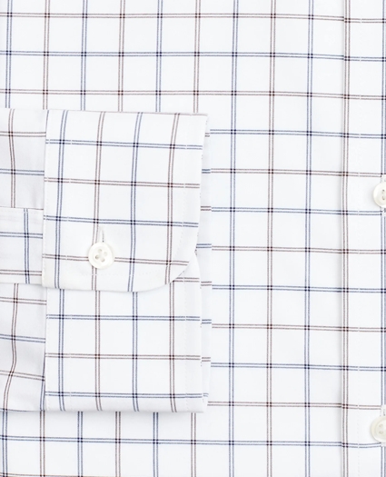 Stretch Milano Slim-Fit Dress Shirt, Non-Iron Poplin English Collar Double-Grid Check, image 3