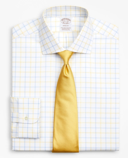 Stretch Soho Extra-Slim-Fit Dress Shirt, Non-Iron Poplin English Collar Double-Grid Check, image 1