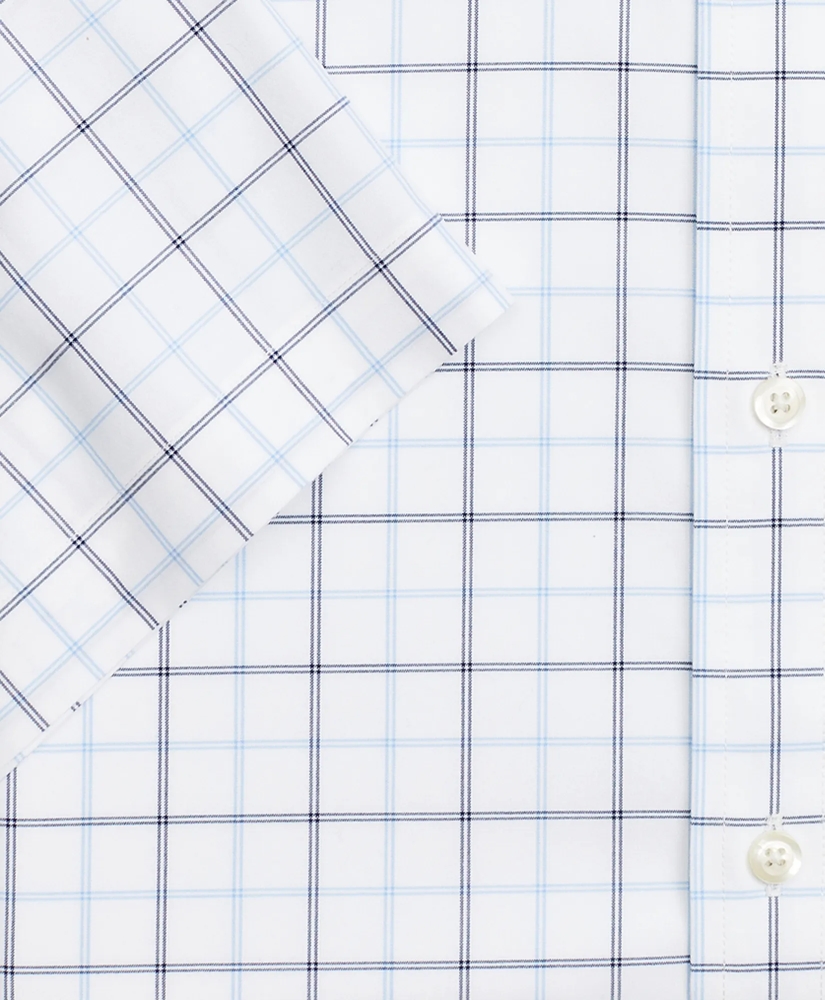 Stretch Madison Relaxed-Fit Dress Shirt, Non-Iron Twill Short-Sleeve Double-Grid Checkk, image 3