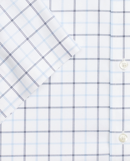 Stretch Madison Relaxed-Fit Dress Shirt, Non-Iron Twill Short-Sleeve Double-Grid Checkk, image 3
