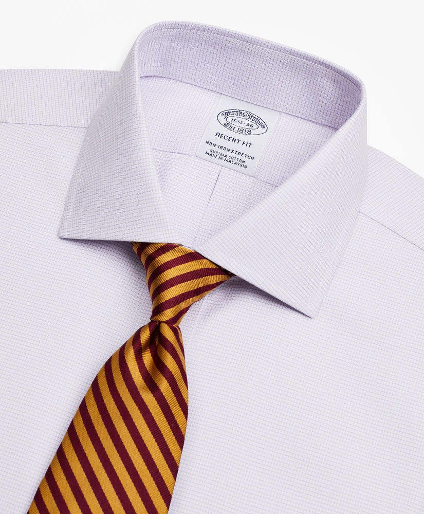 Stretch Regent Regular-Fit Dress Shirt, Non-Iron Twill English Collar Micro-Check, image 2
