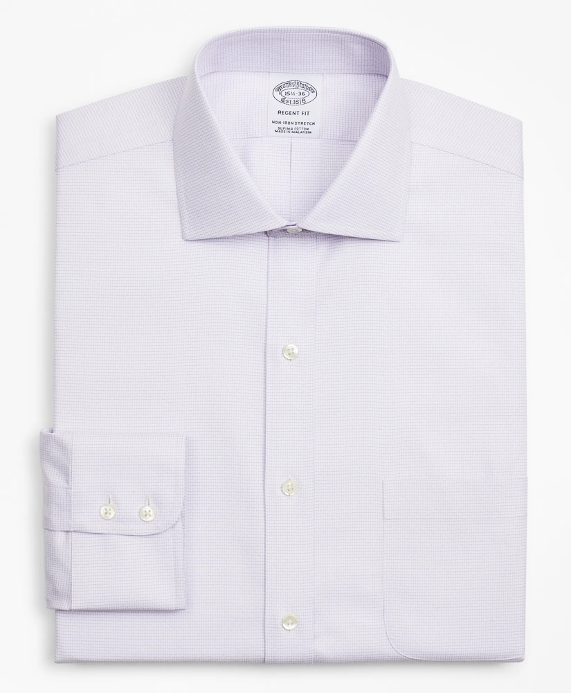 Stretch Regent Regular-Fit Dress Shirt, Non-Iron Twill English Collar Micro-Check, image 4
