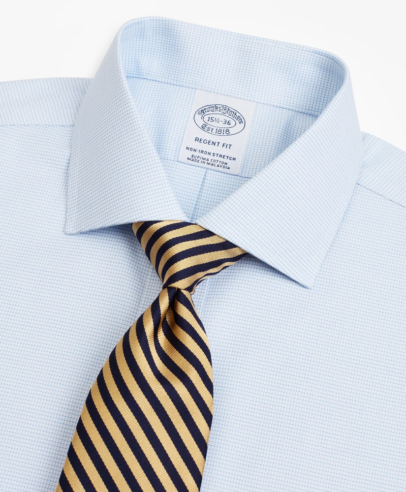 Stretch Regent Regular-Fit Dress Shirt, Non-Iron Twill English Collar Micro-Check, image 2