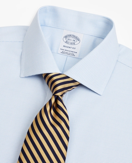 Stretch Regent Regular-Fit Dress Shirt, Non-Iron Twill English Collar Micro-Check, image 2