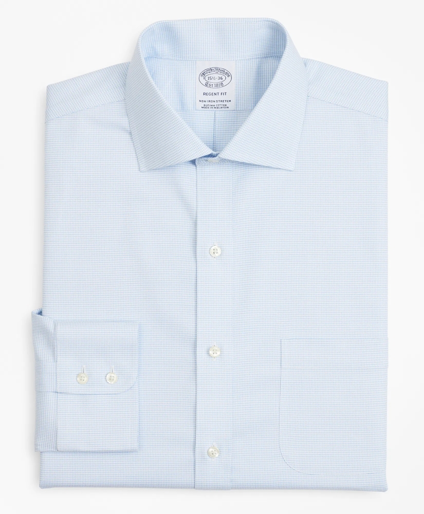 Stretch Regent Regular-Fit Dress Shirt, Non-Iron Twill English Collar Micro-Check, image 4