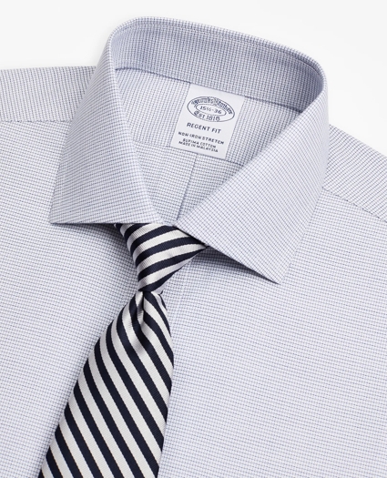 Stretch Regent Regular-Fit Dress Shirt, Non-Iron Twill English Collar Micro-Check, image 2