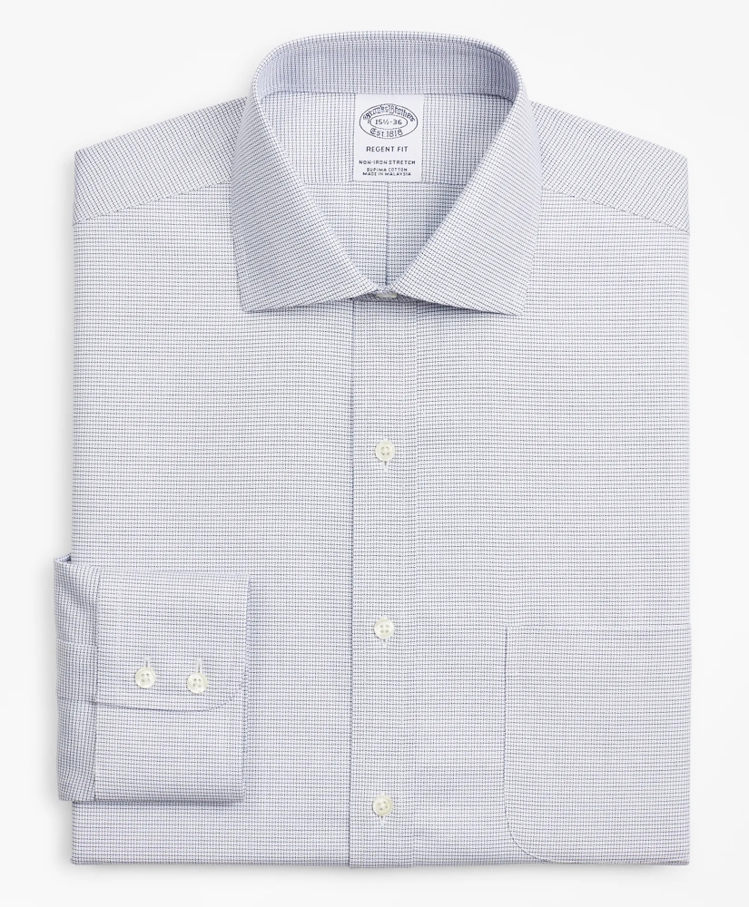 Stretch Regent Regular-Fit Dress Shirt, Non-Iron Twill English Collar Micro-Check, image 4