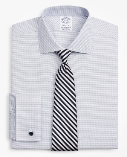Stretch Regent Regular-Fit Dress Shirt, Non-Iron Twill English Collar French Cuff Micro-Check, image 1