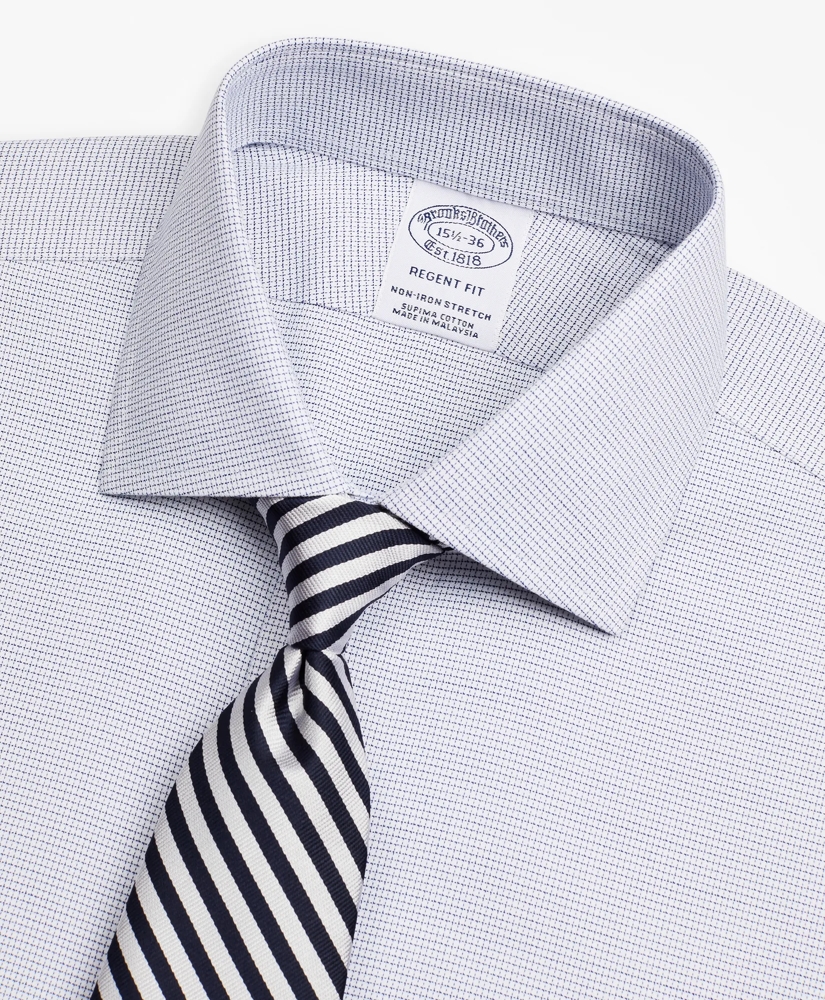 Stretch Regent Regular-Fit Dress Shirt, Non-Iron Twill English Collar French Cuff Micro-Check, image 2