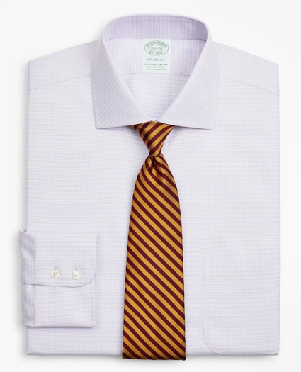 Stretch Milano Slim-Fit Dress Shirt, Non-Iron Twill English Collar Micro-Check, image 1