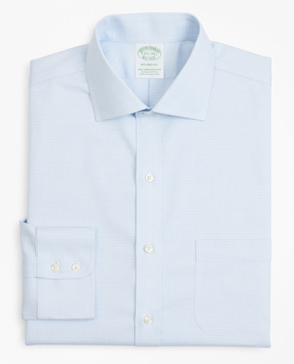 Stretch Milano Slim-Fit Dress Shirt, Non-Iron Twill English Collar Micro-Check, image 4