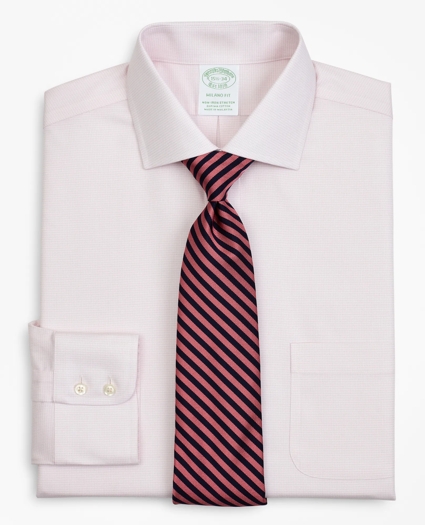Stretch Milano Slim-Fit Dress Shirt, Non-Iron Twill English Collar Micro-Check, image 1