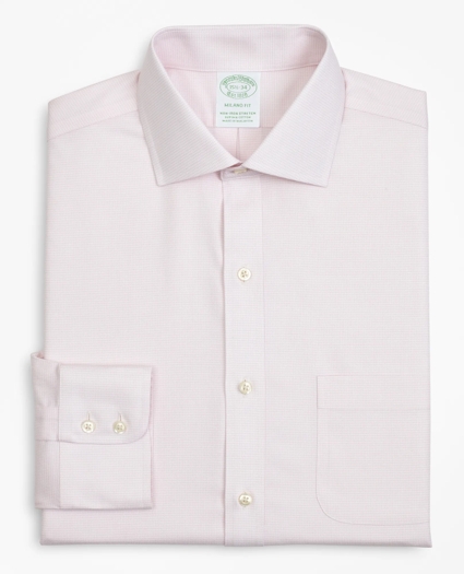 Stretch Milano Slim-Fit Dress Shirt, Non-Iron Twill English Collar Micro-Check, image 4