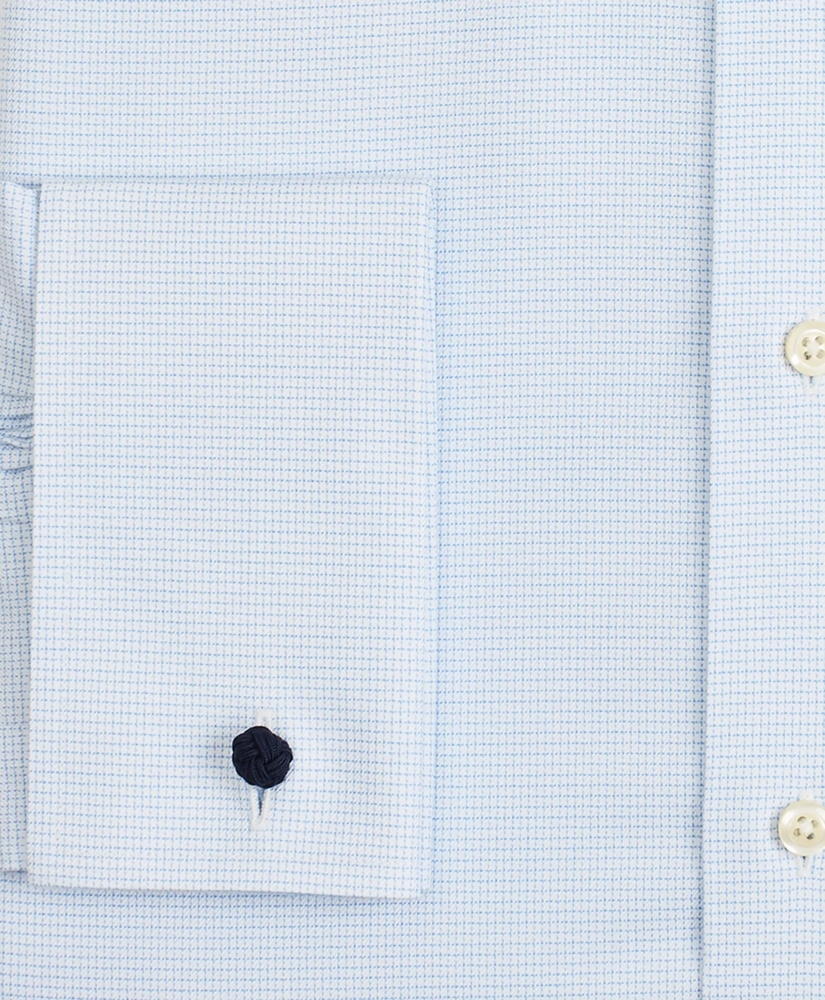 Stretch Milano Slim-Fit Dress Shirt, Non-Iron Twill English Collar French Cuff Micro-Check, image 3