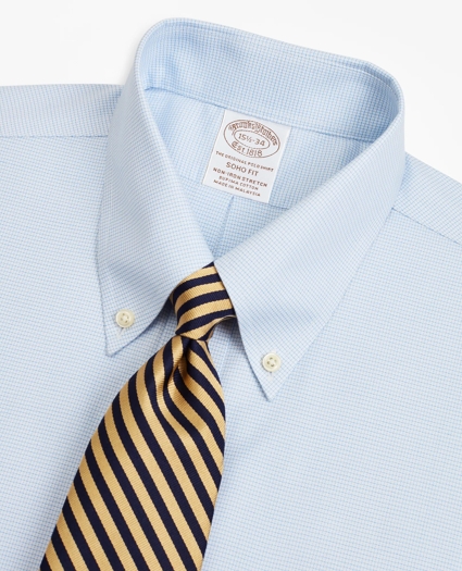 Stretch Soho Extra-Slim-Fit Dress Shirt, Non-Iron Twill Button-Down Collar Micro-Check, image 2