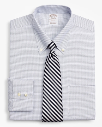 Stretch Soho Extra-Slim-Fit Dress Shirt, Non-Iron Twill Button-Down Collar Micro-Check, image 1