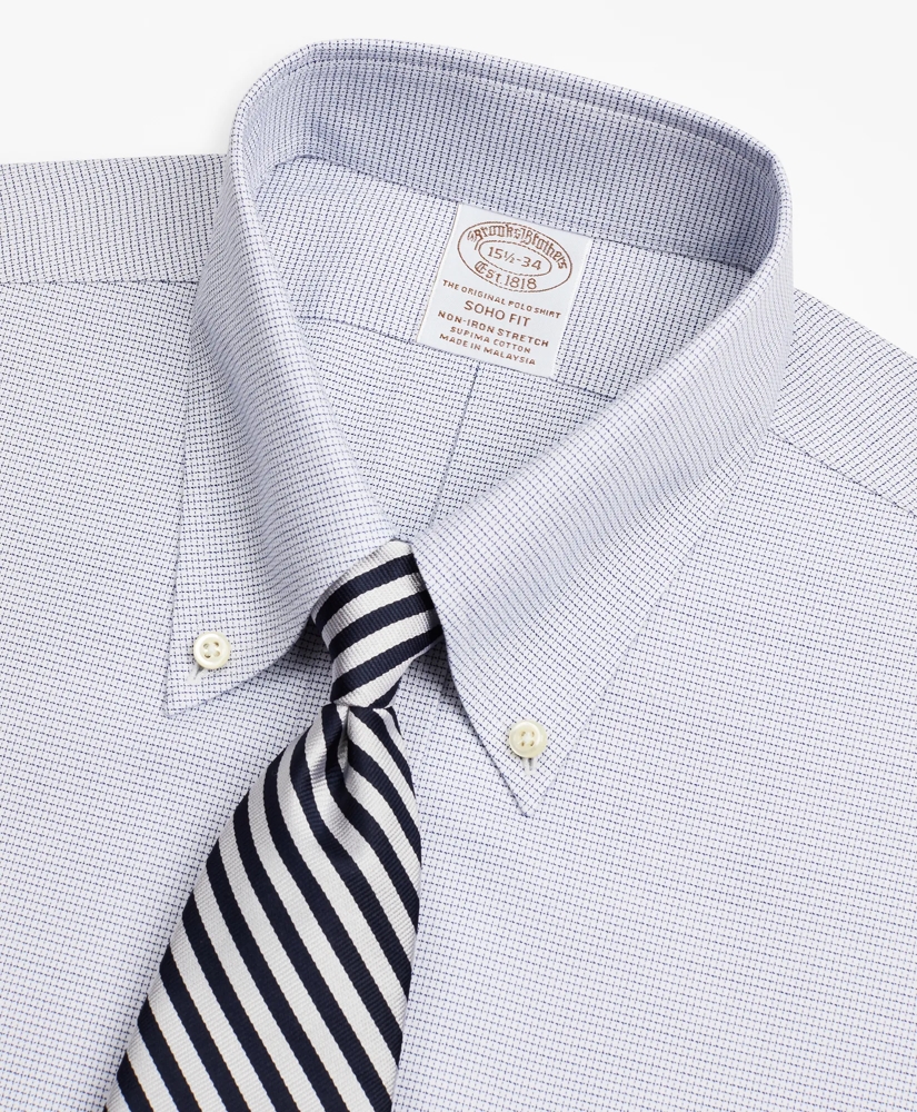 Stretch Soho Extra-Slim-Fit Dress Shirt, Non-Iron Twill Button-Down Collar Micro-Check, image 2
