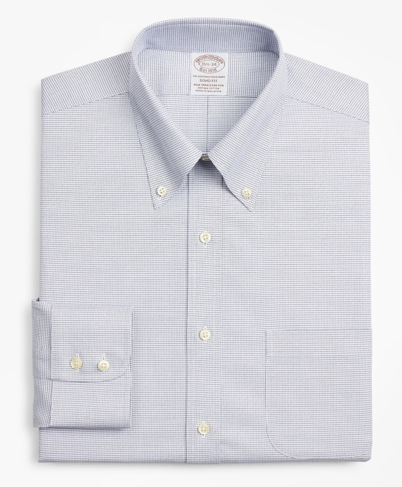 Stretch Soho Extra-Slim-Fit Dress Shirt, Non-Iron Twill Button-Down Collar Micro-Check, image 4