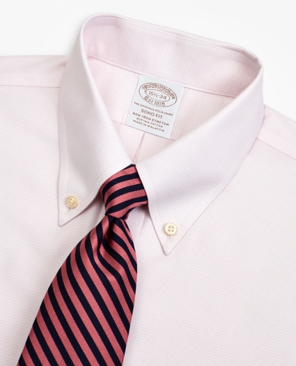 Stretch Soho Extra-Slim-Fit Dress Shirt, Non-Iron Twill Button-Down Collar Micro-Check, image 2