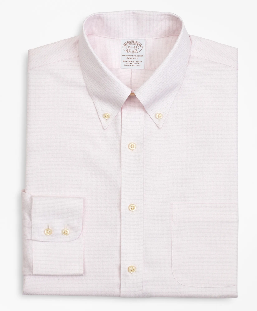 Stretch Soho Extra-Slim-Fit Dress Shirt, Non-Iron Twill Button-Down Collar Micro-Check, image 4