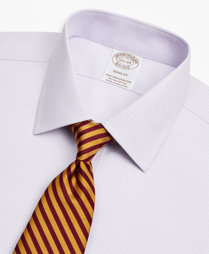 Stretch Soho Extra-Slim-Fit Dress Shirt, Non-Iron Twill Ainsley Collar Micro-Check, image 2