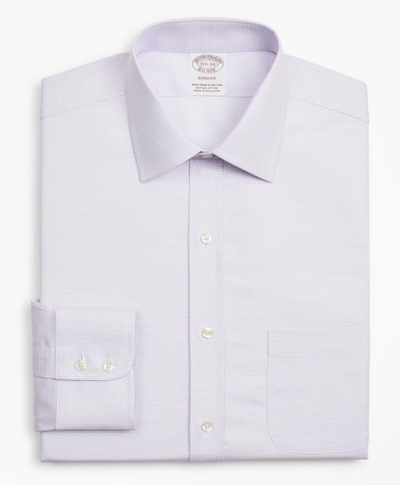 Stretch Soho Extra-Slim-Fit Dress Shirt, Non-Iron Twill Ainsley Collar Micro-Check, image 4