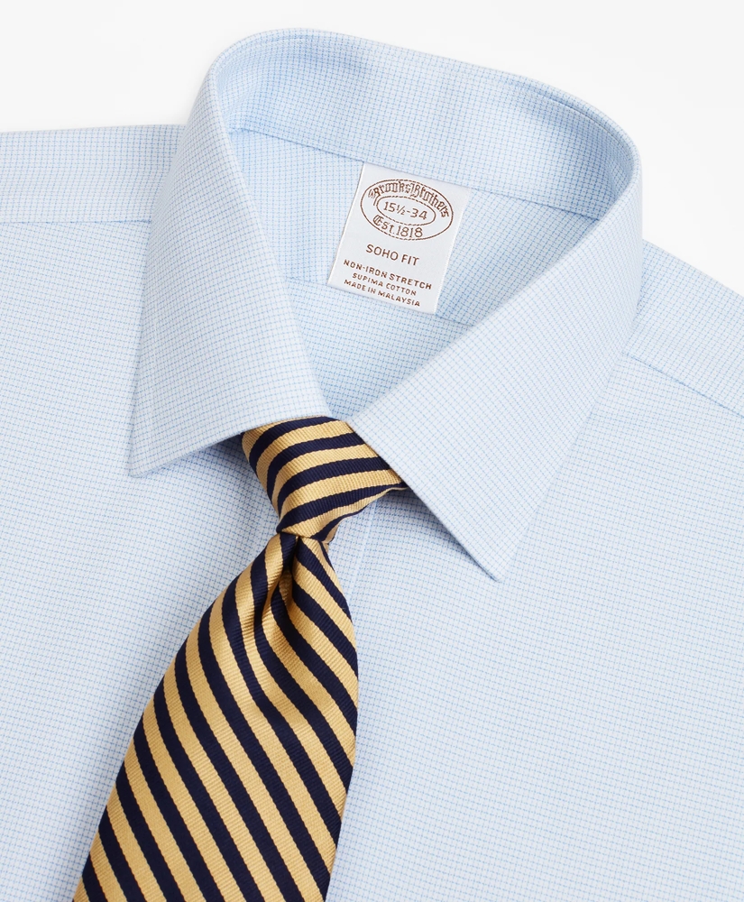 Stretch Soho Extra-Slim-Fit Dress Shirt, Non-Iron Twill Ainsley Collar Micro-Check, image 2
