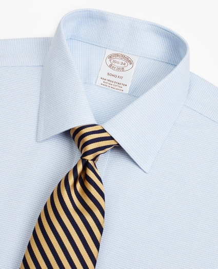 Stretch Soho Extra-Slim-Fit Dress Shirt, Non-Iron Twill Ainsley Collar Micro-Check, image 2