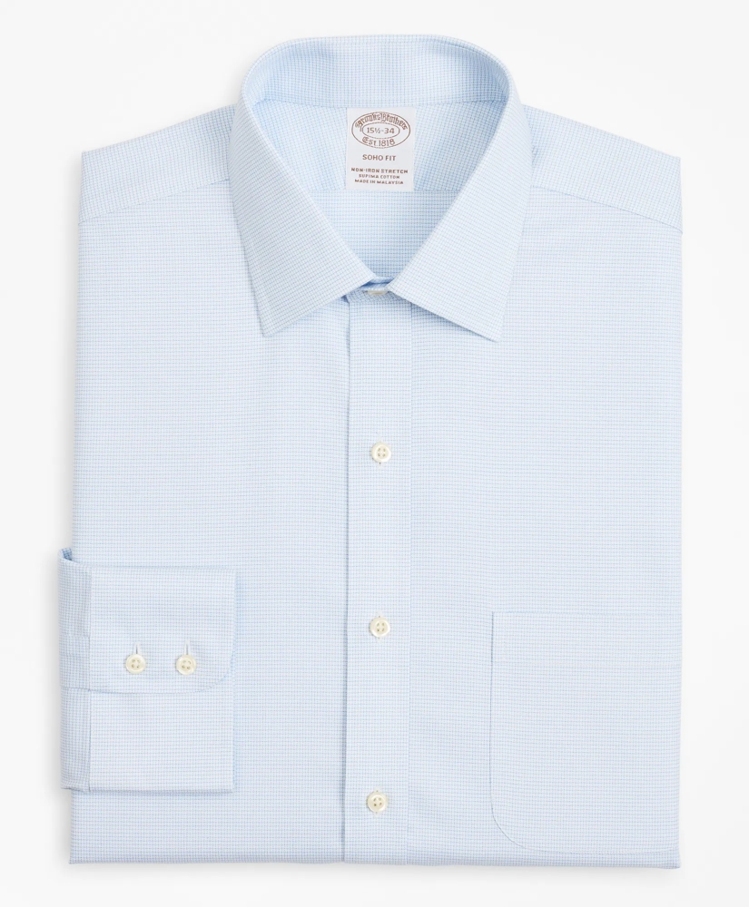 Stretch Soho Extra-Slim-Fit Dress Shirt, Non-Iron Twill Ainsley Collar Micro-Check, image 4