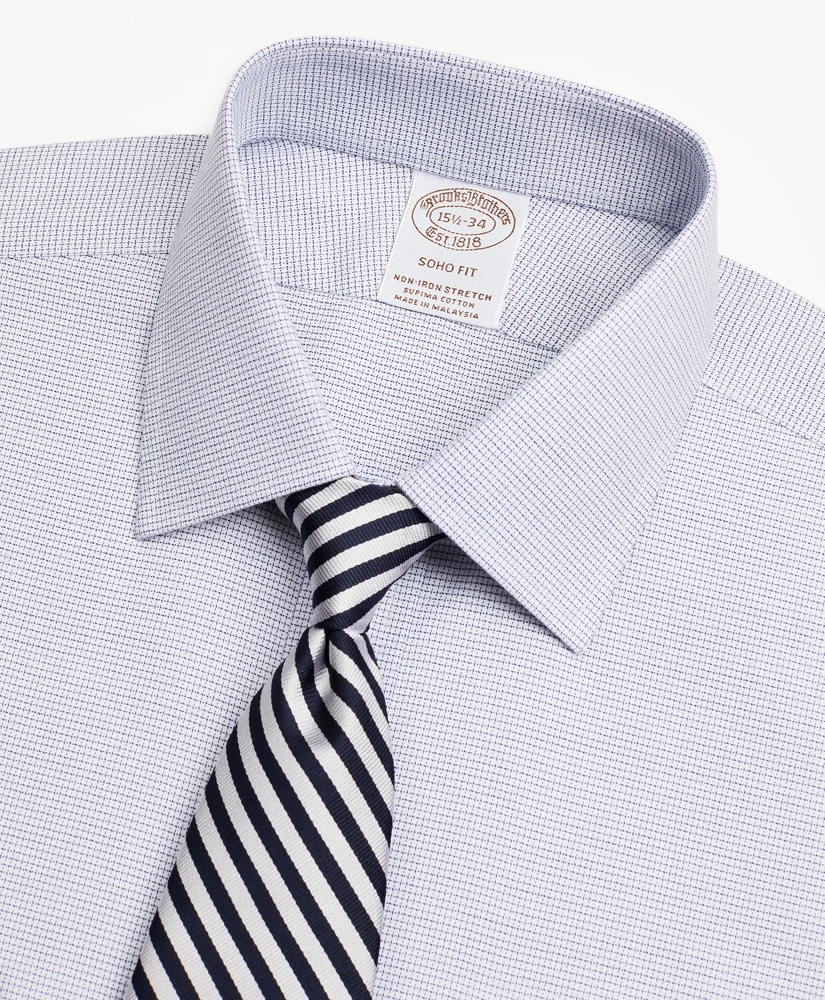 Stretch Soho Extra-Slim-Fit Dress Shirt, Non-Iron Twill Ainsley Collar Micro-Check, image 2