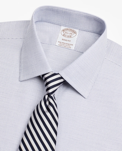 Stretch Soho Extra-Slim-Fit Dress Shirt, Non-Iron Twill Ainsley Collar Micro-Check, image 2