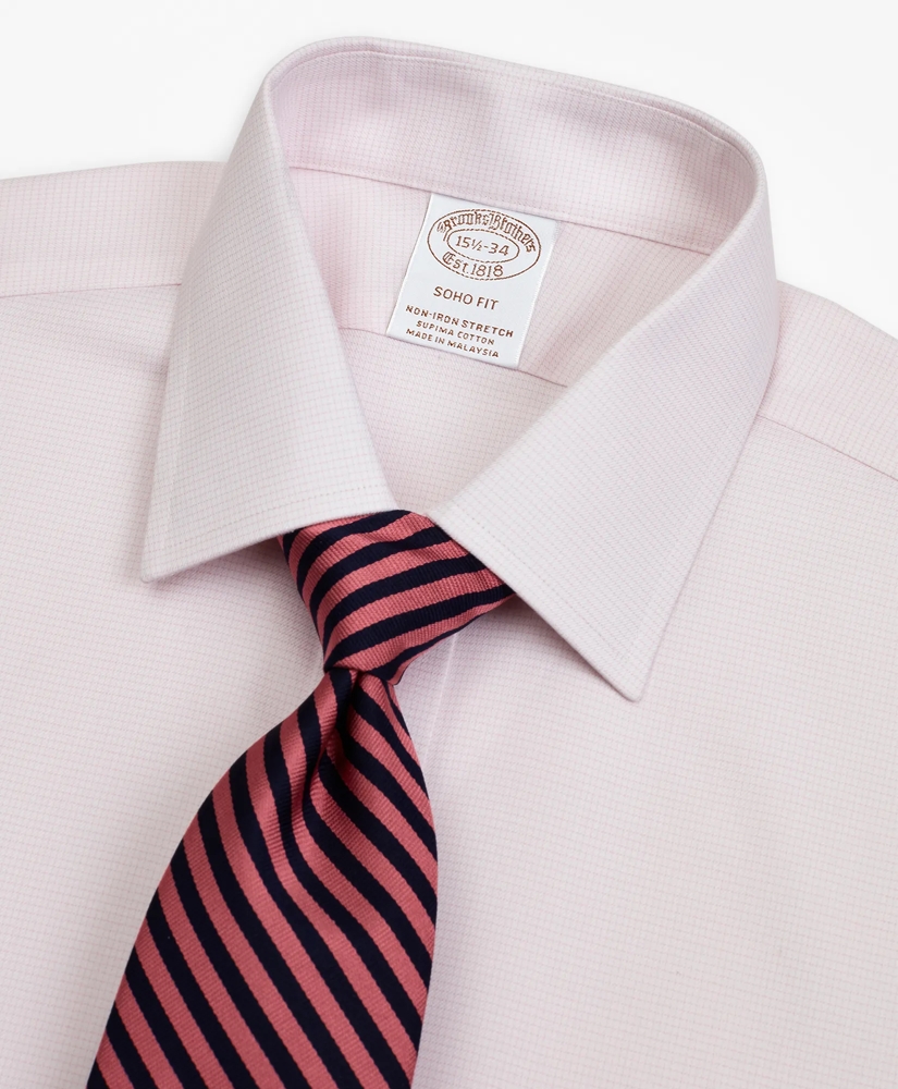 Stretch Soho Extra-Slim-Fit Dress Shirt, Non-Iron Twill Ainsley Collar Micro-Check, image 2